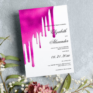 Invitation Mariage de gouttes de dégradé d'eau rose chaud bla
