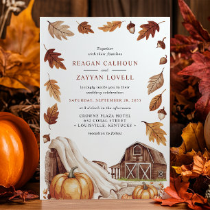 Invitation Mariage de grange à la feuille d'automne