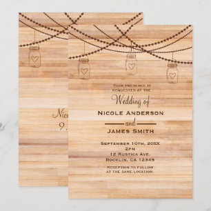 Invitation Mariage de Grange en Bois Rustique de Campagne & P