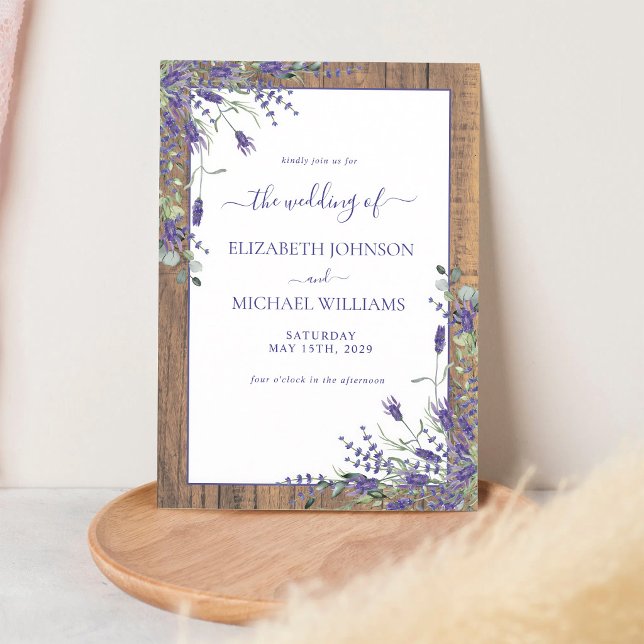 Invitation Mariage de grange rustique lavande eucalyptus (Créateur téléchargé)