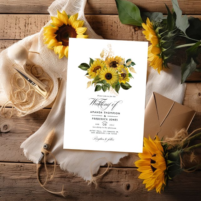 Invitation Mariage de grange rustique Tournesol (Créateur téléchargé)