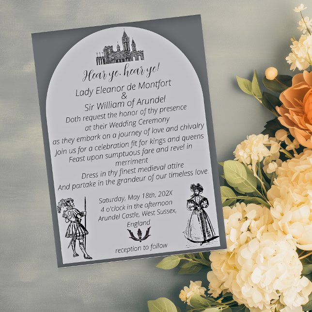 Invitation Mariage de gravure à arc de la Renaissance médiéva (Medieval Renaissance Arched Engraving Wedding Invitations)