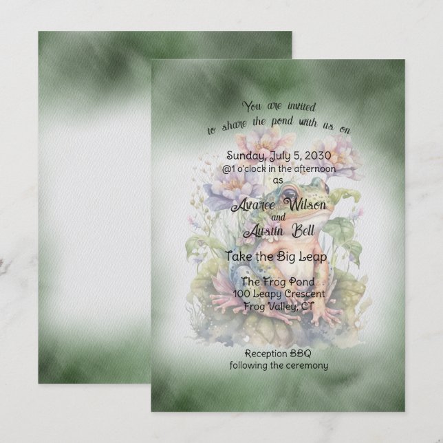 Invitation Mariage de grenouille (Devant / Derrière)