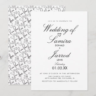 Invitation Mariage de gribouillis d'amour et de cœurs dessiné