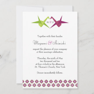 Invitation Mariage de grue papier Origami
