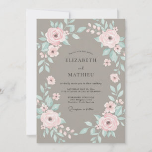 Invitation Mariage de Guirlande Florale Délicate Mauve