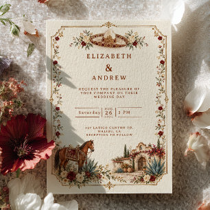 Invitation Mariage de Hacienda Charro Mexicain