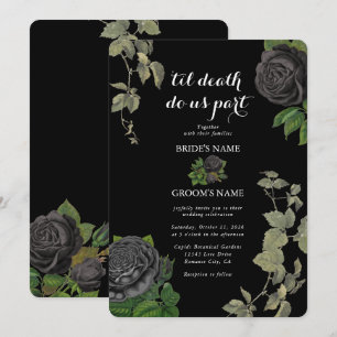 Invitation Mariage de Halloween gothique Roses noires