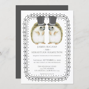 Invitation Mariage de Hedgehog Cute Gay Grooms
