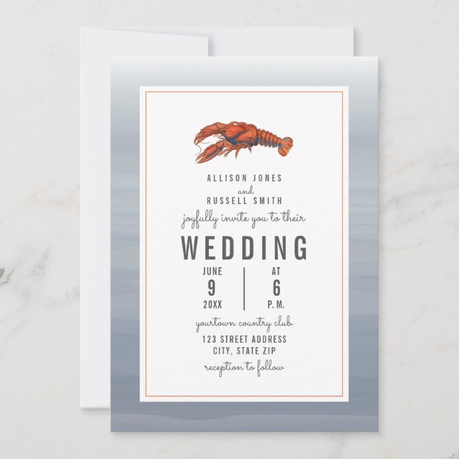 Invitation Mariage de homard Chambray (Devant)