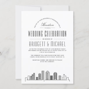 Invitation Mariage de Houston   Ligne Skyline Déco Moderne
