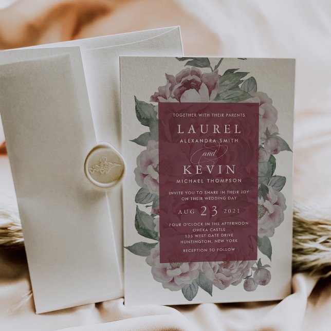 Invitation Mariage de jardin anglais | Marsala (Créateur téléchargé)