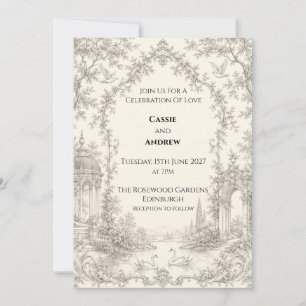 Invitation Mariage de jardin au lac des cygnes toile vintage