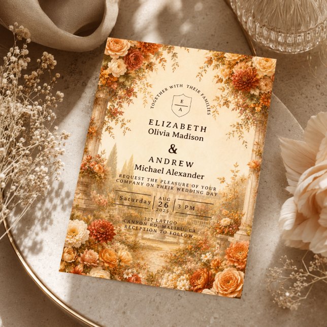 Invitation Mariage de jardin automnal intemporel (Créateur téléchargé)