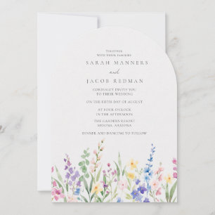 Invitation Mariage de jardin aux fleurs sauvages aquarelle 