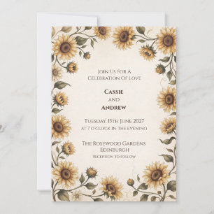Invitation Mariage de jardin aux tournesols vintage