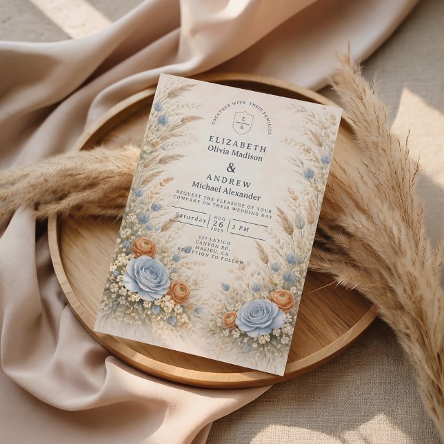 Invitation Mariage de Jardin Bleu Poussiéreux (Créateur téléchargé)