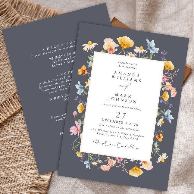 Invitation Mariage de jardin botanique de fleurs sauvages Boh (Créateur téléchargé)