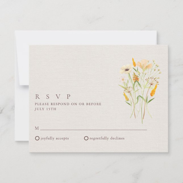Invitation Mariage de jardin botanique fleur sauvage RSVP (Devant)