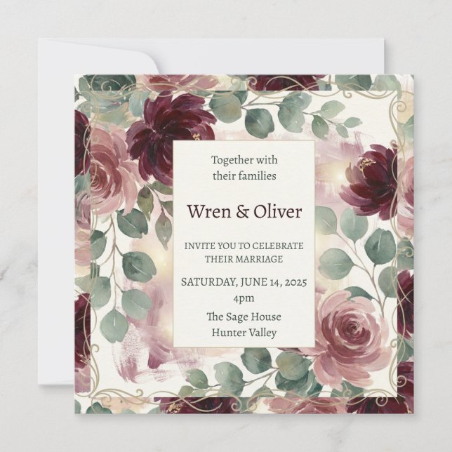 Invitation Mariage de Jardin Bourgogne (Devant)