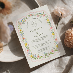 Invitation Mariage de jardin de campagne aux oiseaux chanteur