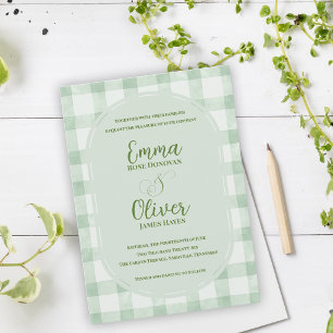 Invitation Mariage de jardin de fête champêtre vert sauge à c