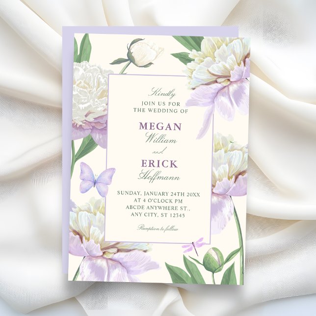 Invitation Mariage de jardin de fleurs de violette pourpre (Créateur téléchargé)