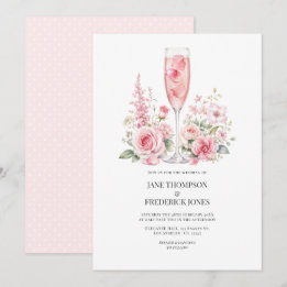 Invitation Mariage de jardin élégant au champagne rose