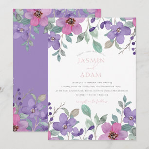 Invitation Mariage de jardin élégant aux fleurs sauvages viol