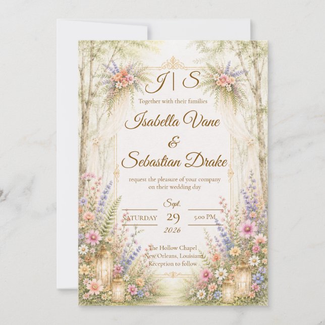 Invitation Mariage de Jardin Enchanteur (Devant)