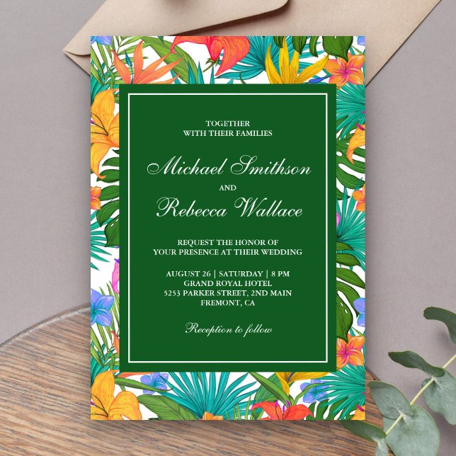 Invitation Mariage de jardin exotique tropical coloré (Créateur téléchargé)