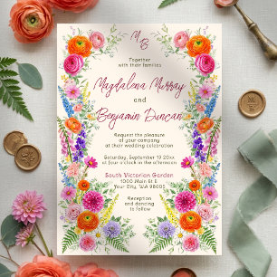 Invitation Mariage de jardin fantaisiste aux fleurs sauvages