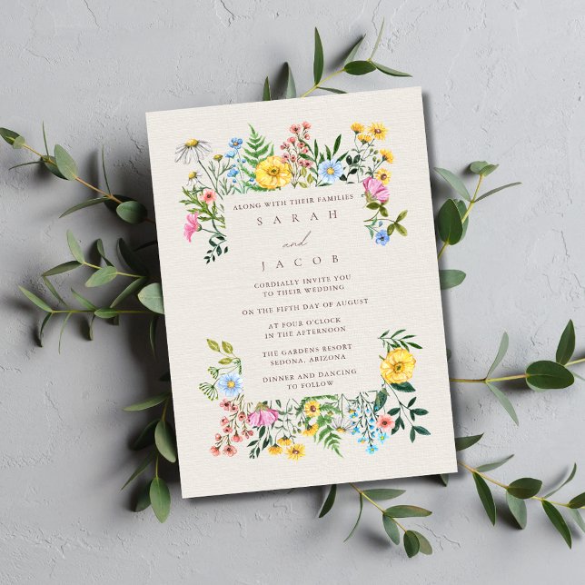 Invitation Mariage de jardin fleur sauvage (Wildflowers Garden Wedding Invitation)