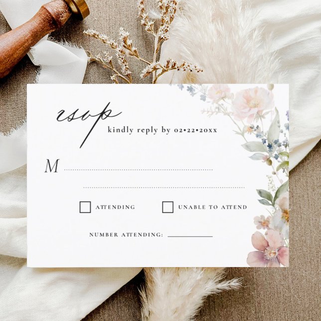 Invitation Mariage de jardin fleur sauvage RSVP (Créateur téléchargé)