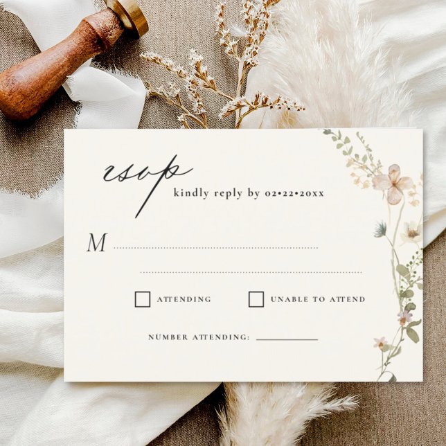 Invitation Mariage de jardin fleur sauvage RSVP (Créateur téléchargé)
