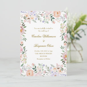 Invitation Mariage de jardin floral aquarelle aux pastels dou