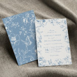Invitation Mariage de jardin floral bleu poussiéreux élégant<br><div class="desc">Invitation de mariage élégante avec calligraphie et fleurs bleues poussiéreuses.</div>