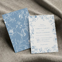 Mariage de jardin floral bleu poussiéreux élégant