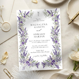 Invitation Mariage de jardin floral de rose lavande violette 