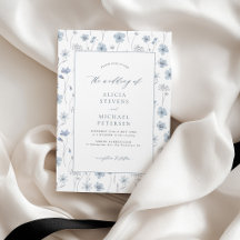 Mariage de jardin floral élégant bleu poussiéreux