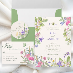 Invitation Mariage de jardin floral esthétique