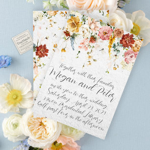 Invitation Mariage de jardin floral manuscrit