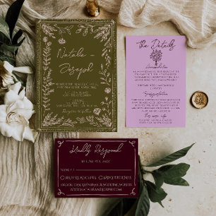 Invitation Mariage de jardin floral moderne dessiné à la main