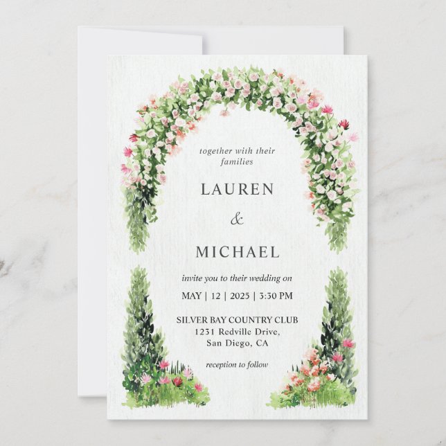 Invitation Mariage de jardin Floral Monet blanc personnalisé (Devant)