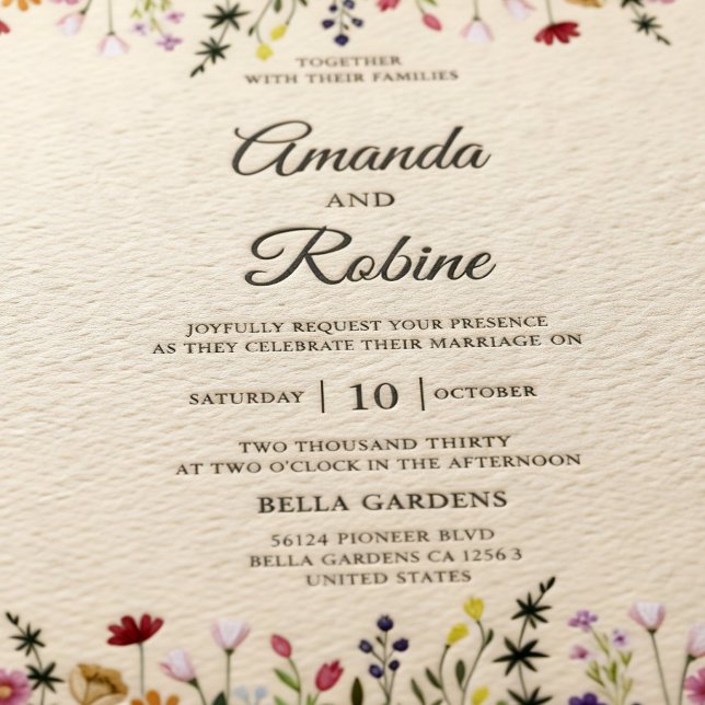 Invitation Mariage de jardin floral sauvage de printemps rust (Créateur téléchargé)