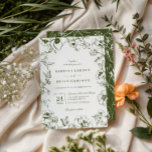 Invitation Mariage de jardin floral vert olive élégant<br><div class="desc">Invitation de mariage élégante avec calligraphie et fleurs vert olive.</div>