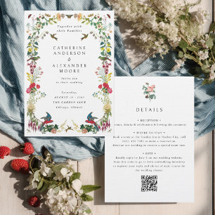 Invitation Mariage de Jardin Floral Vintage Tout en Un