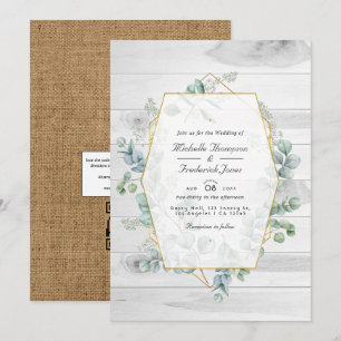 Invitation Mariage de jardin géométrique eucalyptus QR Code r