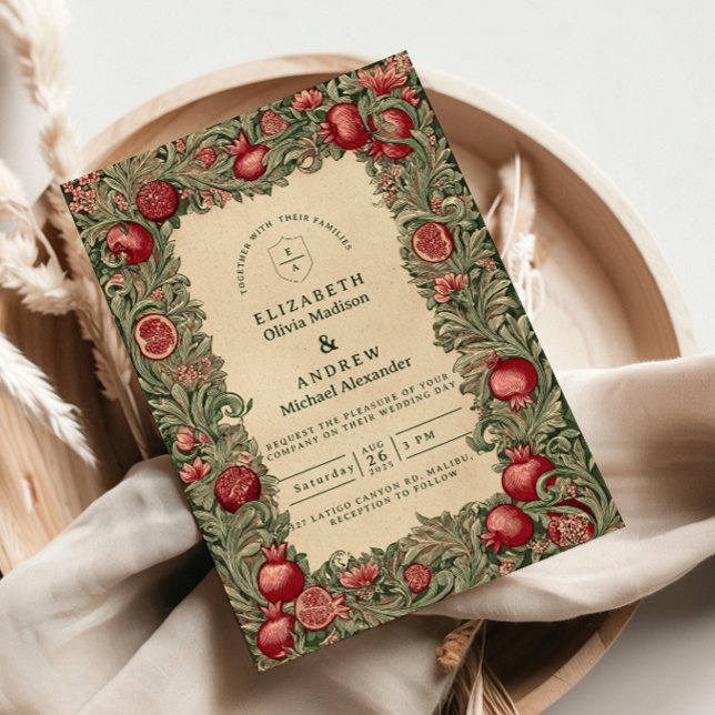 Invitation Mariage de Jardin Grenade Vintage (Créateur téléchargé)