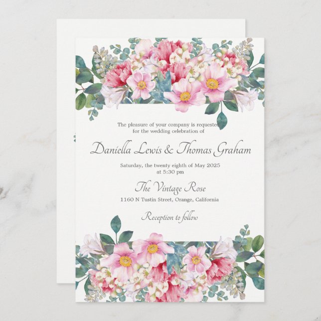 Invitation Mariage de jardin parfumé (Devant / Derrière)